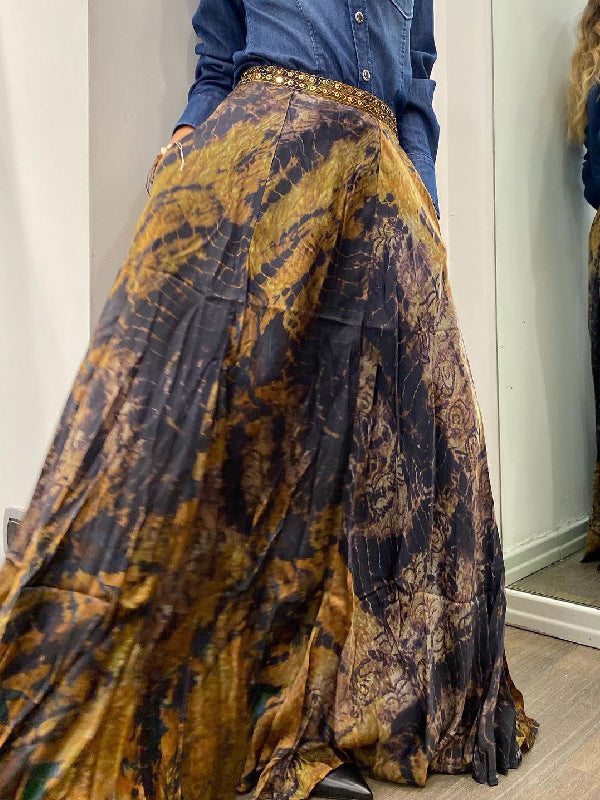 Jupe ample coupe portefeuille, à imprimé floral, couleur contrastée