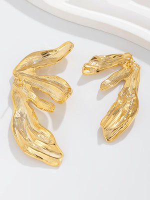 Boucles d'oreilles géométriques plissées couleur unie