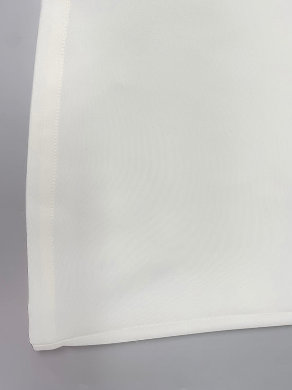 Pantalon ample taille haute, couleur unie