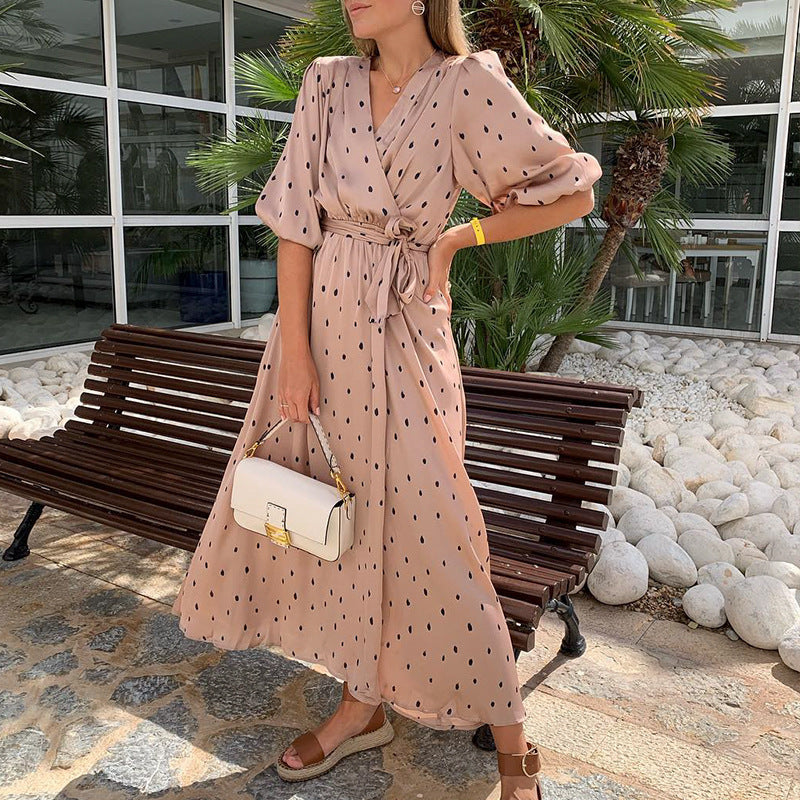 Dalia - Robe midi avec ceinture à pois