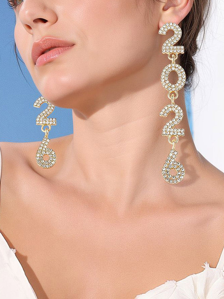 Boucles d'oreilles brillantes à motifs figuratifs, à strass