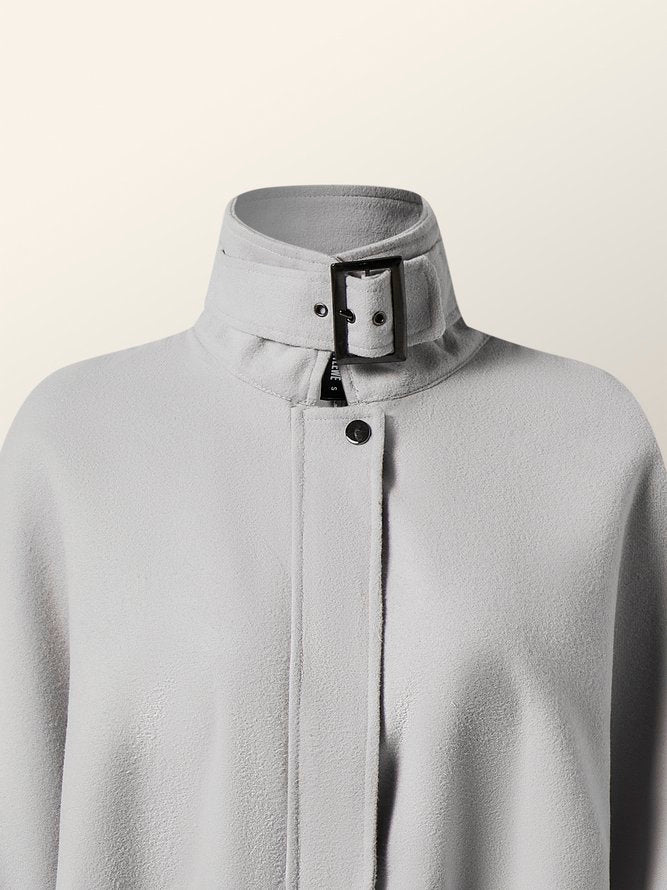 Veste décontractée ample à ourlet plongeant, à col montant, style cape, couleur unie