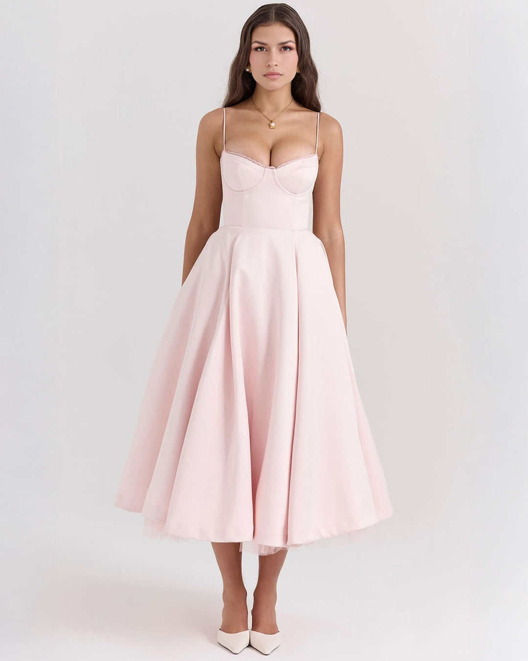 Paula | Robe Midi en Satin Duchesse avec Corsage