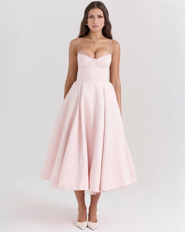 Paula | Robe Midi en Satin Duchesse avec Corsage