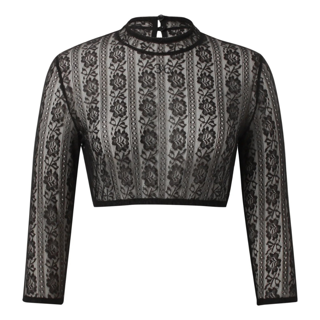 Blouse Dirndl Traditionnelle Noire pour Femmes Oktoberfest