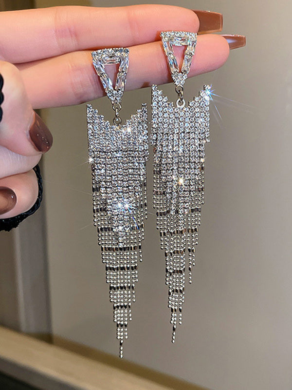 Boucles d'oreilles géométriques tendance, à strass