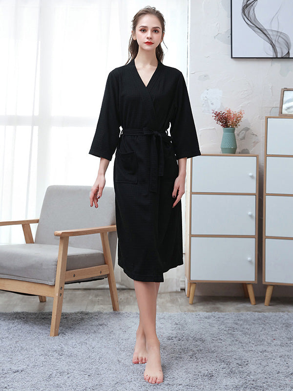 Robe de pyjama fine à bandage solide et confortable