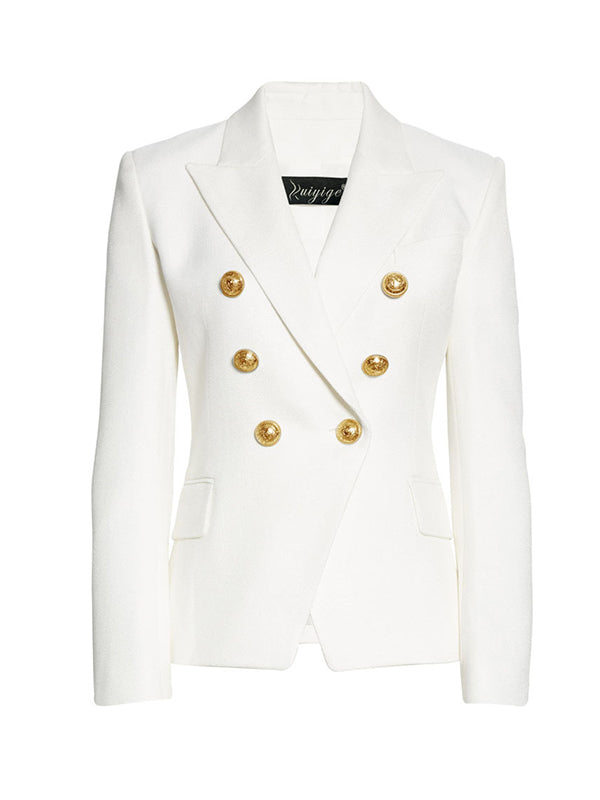 Blazer boutonné à manches longues, à col cranté