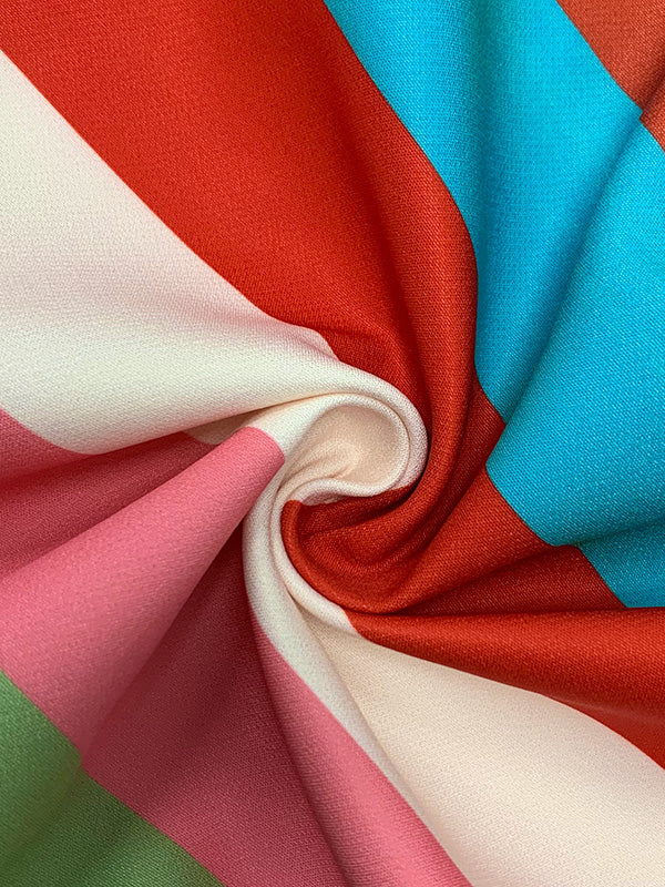 Veste multicolore rayée à manches évasées, à col revers