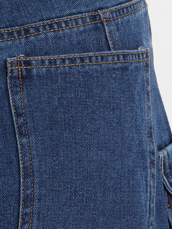 Bas de pantalon en Jean, jambes larges, amples, fendues, avec grandes poches, originales