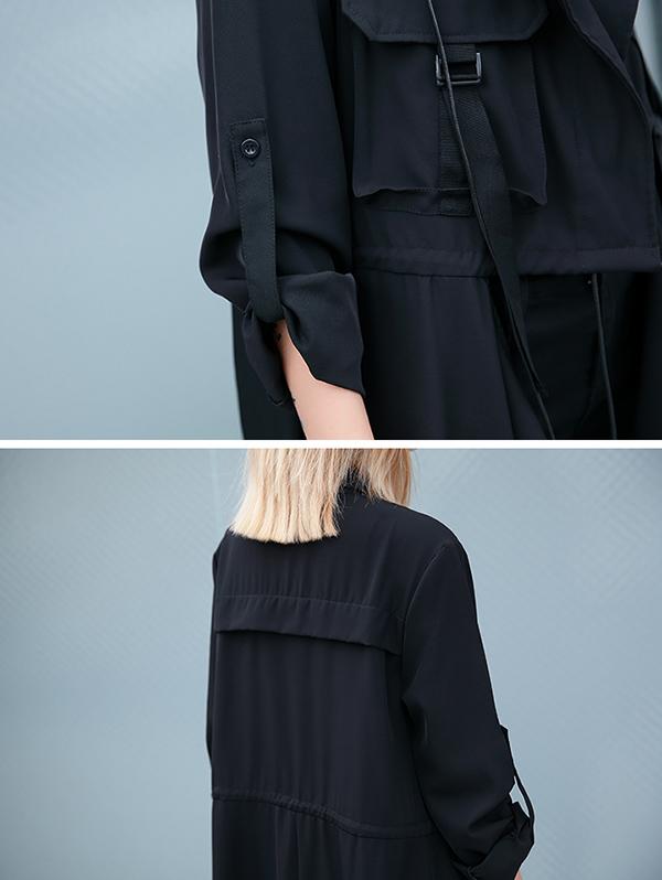 Trench-coat uni ample et léger