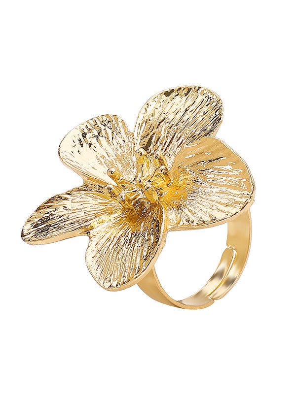 Parure collier et bague en forme de fleur