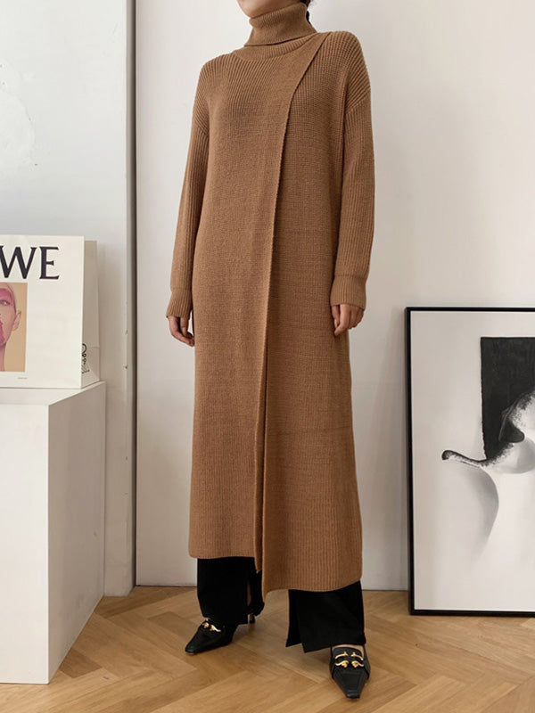 Robe ample fendue devant couleur unie