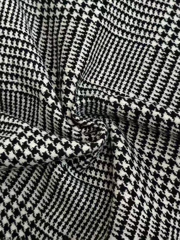 Veste ample asymétrique à manches longues, à motif pied-de-poule, à carreaux, à col montant