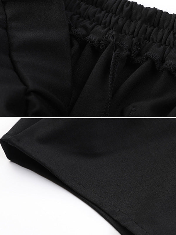 Bas de pantalon trois-quarts décontractés, jambes larges et amples, couleur unie