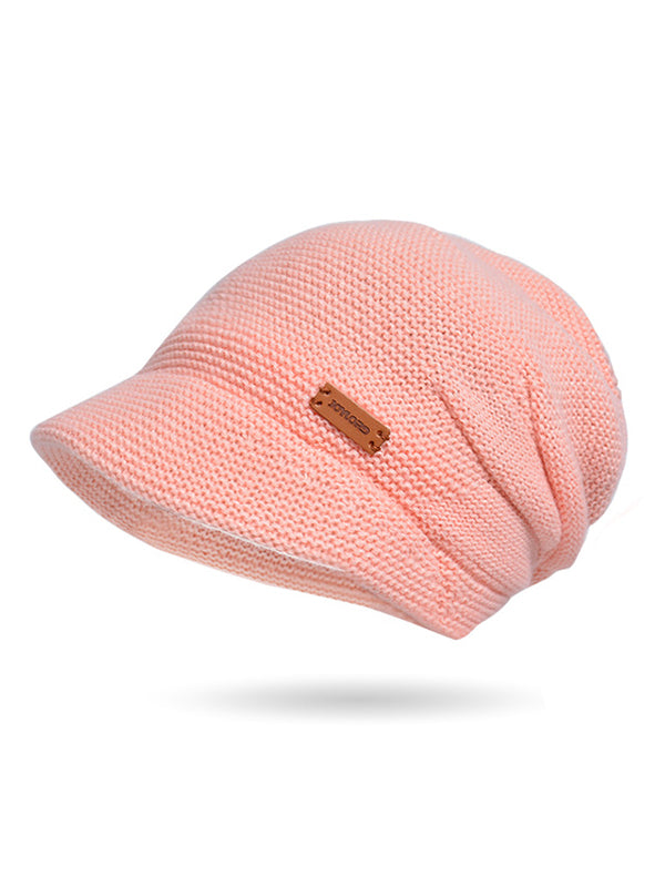 Chapeaux à empiècements de couleur unie à bord plat Chapeaux tricotés
