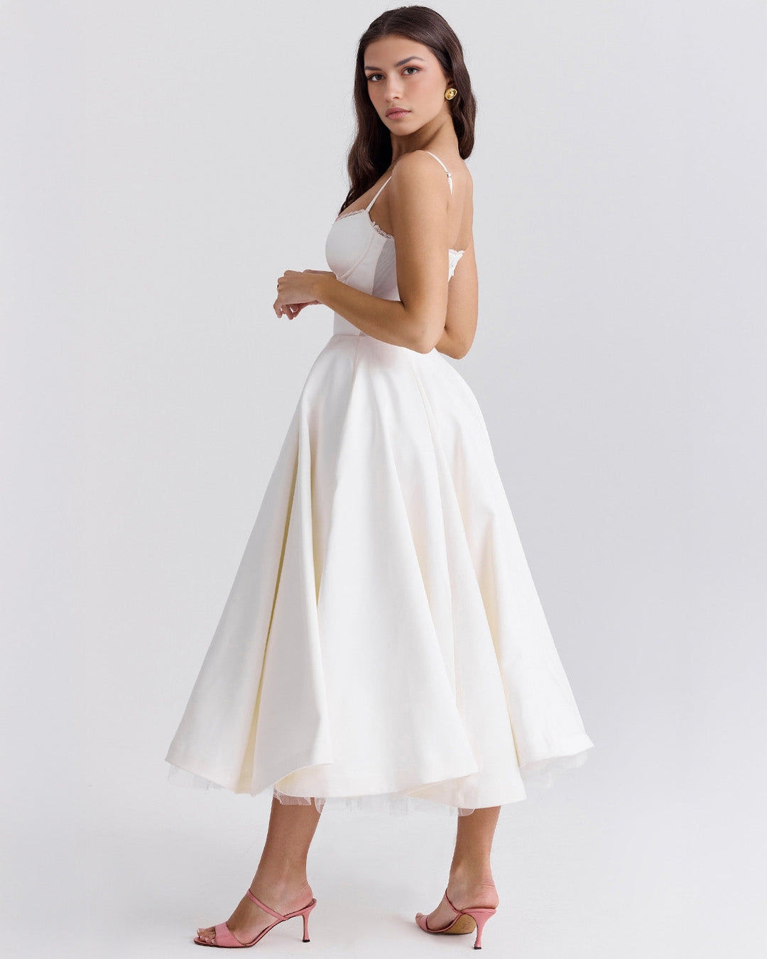 Paula | Robe Midi en Satin Duchesse avec Corsage