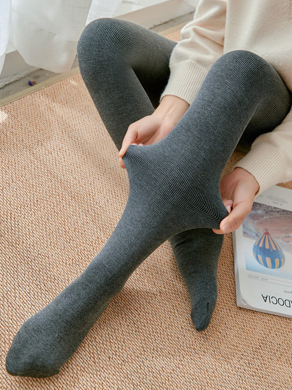 Pantalon thermique en velours de couleur unie, jambe slim Simple, garde au chaud, bas