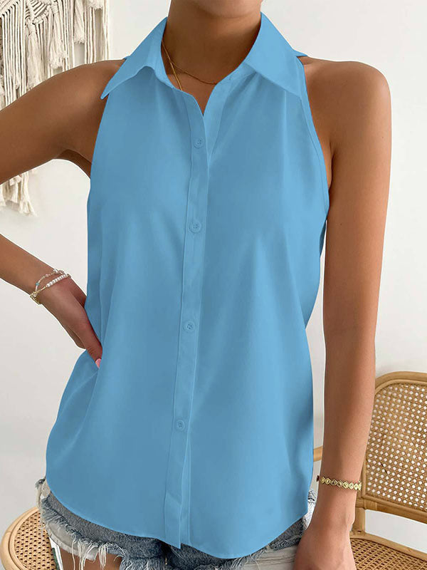 Chemisier ample grande taille, à empiècements, à col revers, couleur unie