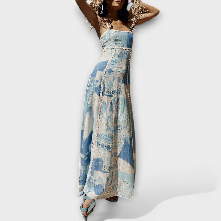 Terazza Ric Rac - Robe maxi évasée en lin avec design slip