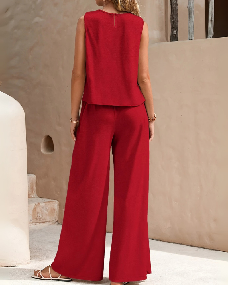 Ensemble sans manches pour femmes | Pantalon large