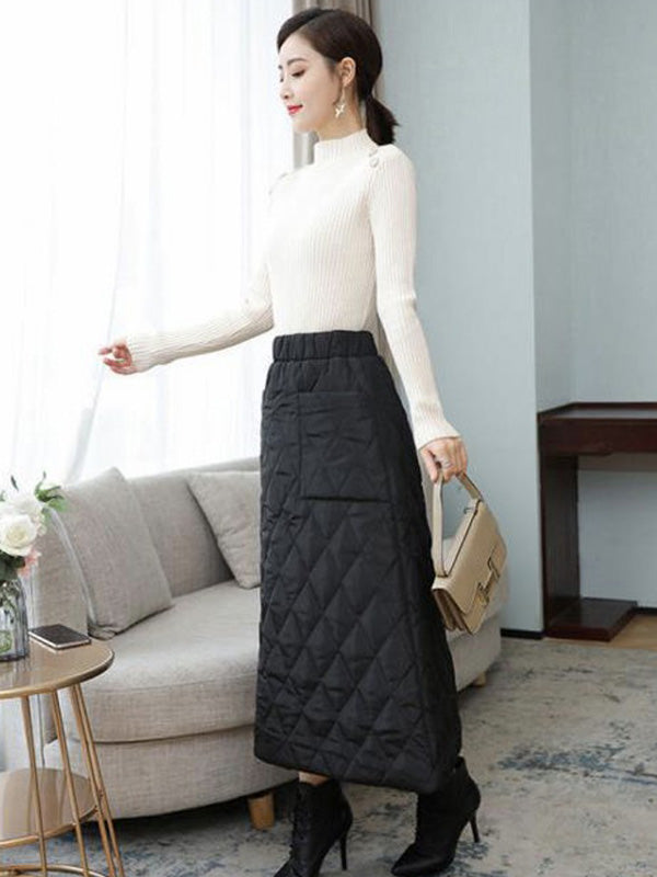 Bas ample matelassé vintage, à taille élastique, taille haute, coupe trapèze