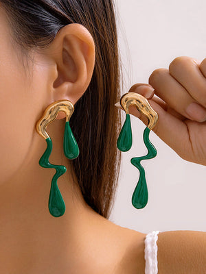 Boucles d'oreilles pendantes géométriques couleur contrastée