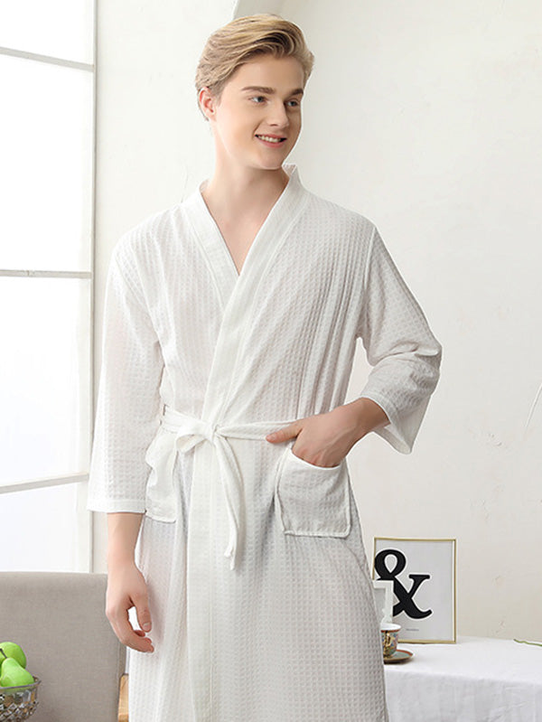 Robe de pyjama fine à bandage solide et confortable