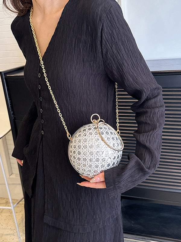 Sac à main géométrique brillant à chaîne, à strass