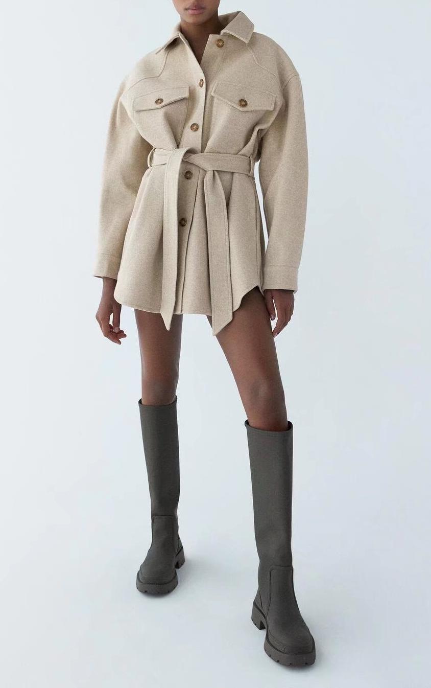 Manteau chemise pour femmes avec ceinture