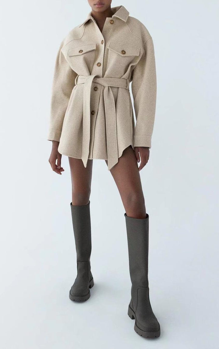 Manteau chemise pour femmes avec ceinture