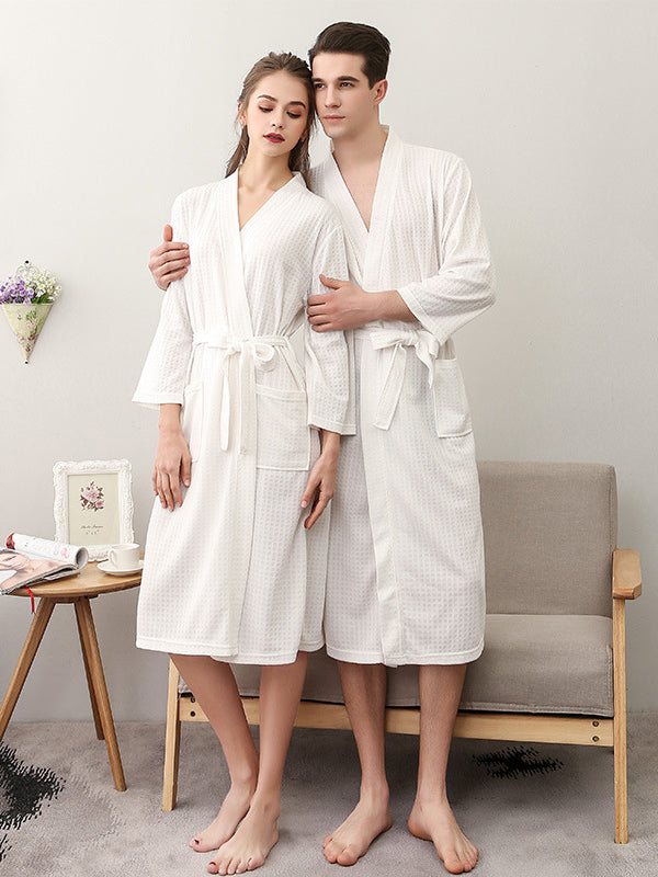 Robe de pyjama fine à bandage solide et confortable