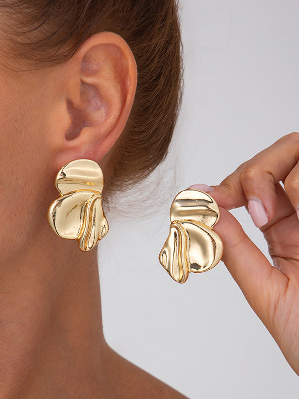 Boucles d'oreilles à coupe irrégulière, en forme de fleur