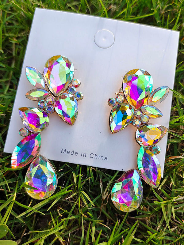 Boucles d'oreilles pendantes géométriques à strass