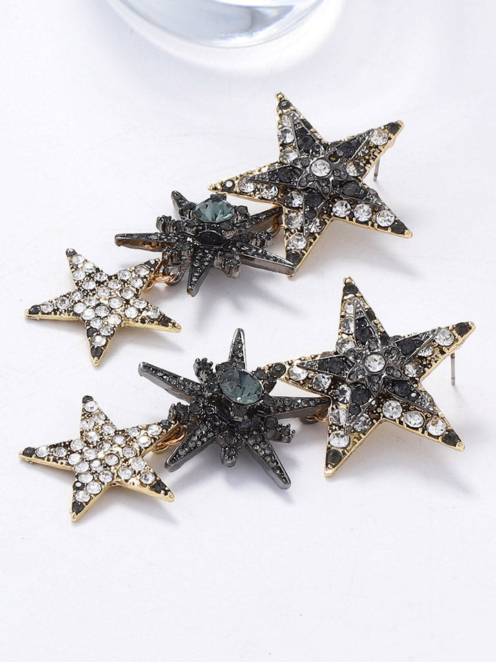 Boucles d'oreilles brillantes à strass, en forme d'étoile