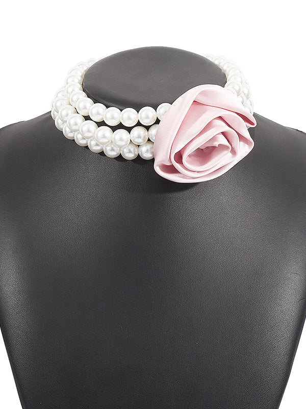 Collier réglable à chaîne, à fleurs en 3D