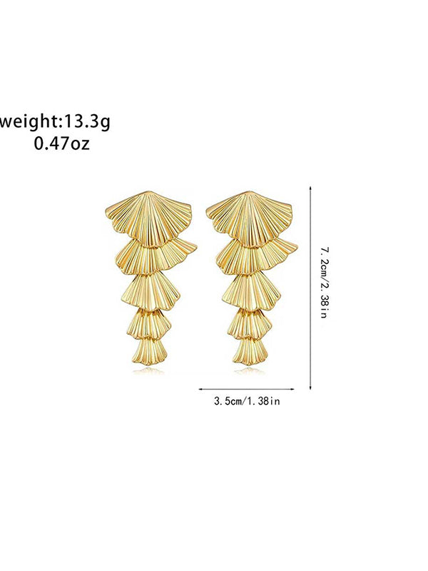Boucles d'oreilles pendantes géométriques à pompons