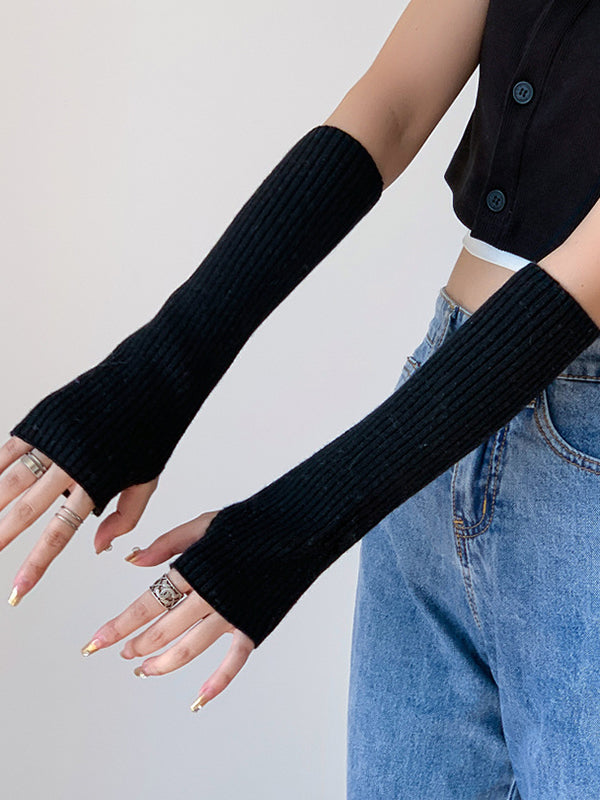 Tricot de laine décontracté, garde au chaud, accessoires chauffe-bras de couleur unie
