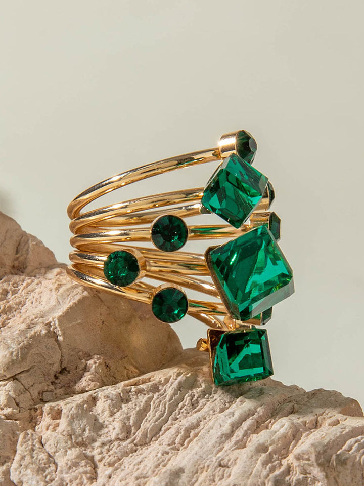 Bague géométrique à strass