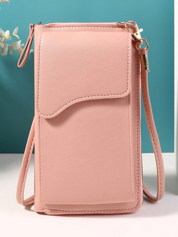 Sac à bandoulière simple en PU de couleur unie