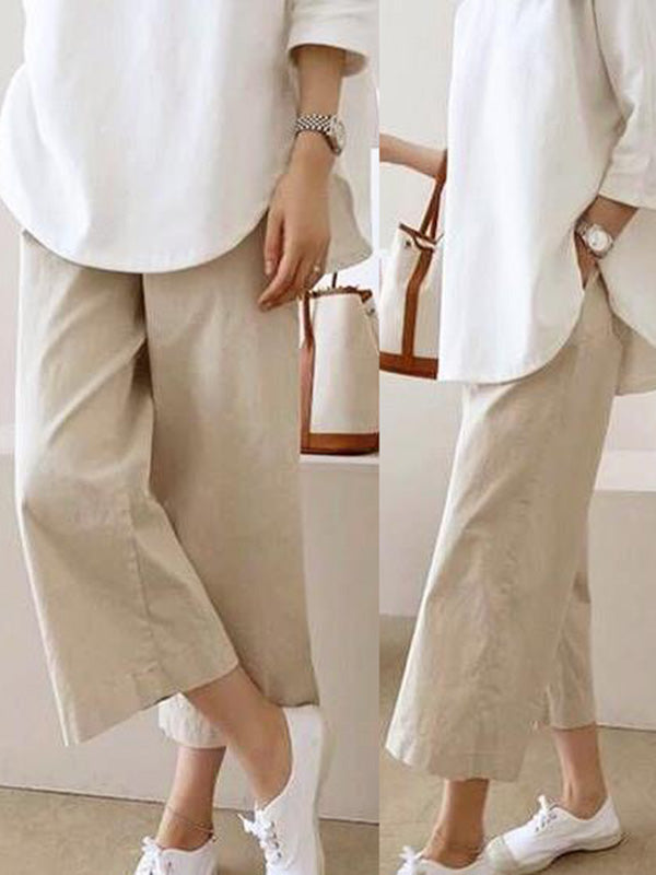 Pantalon ample décontracté à jambes larges de grande taille, ligne 5 couleurs
