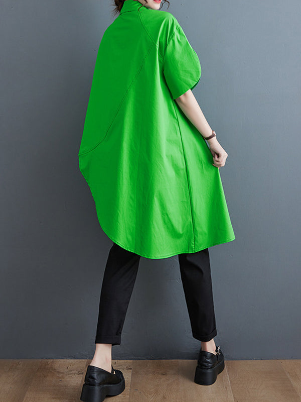 Hauts de chemise à revers de couleur unie à coupe irrégulière