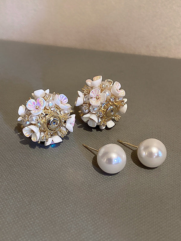 Boucles d'oreilles fleurs en perles de Zircon originales