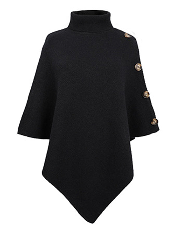 Cape pull décontractée à col haut, 7 couleurs