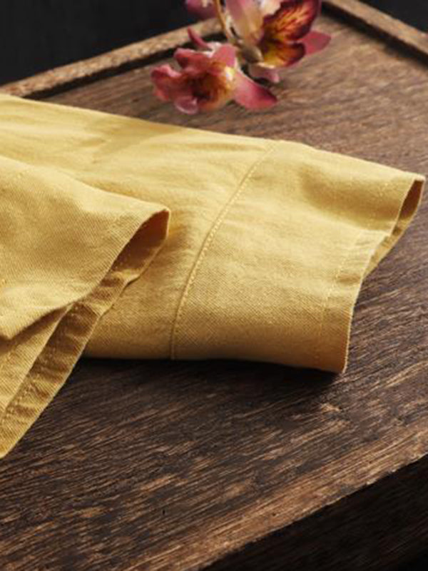 Chemise à ourlet plongeant, à manches longues, à col revers, couleur unie