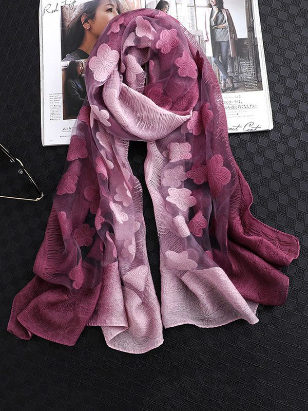 Écharpe à fleurs, anti-UV, en soie