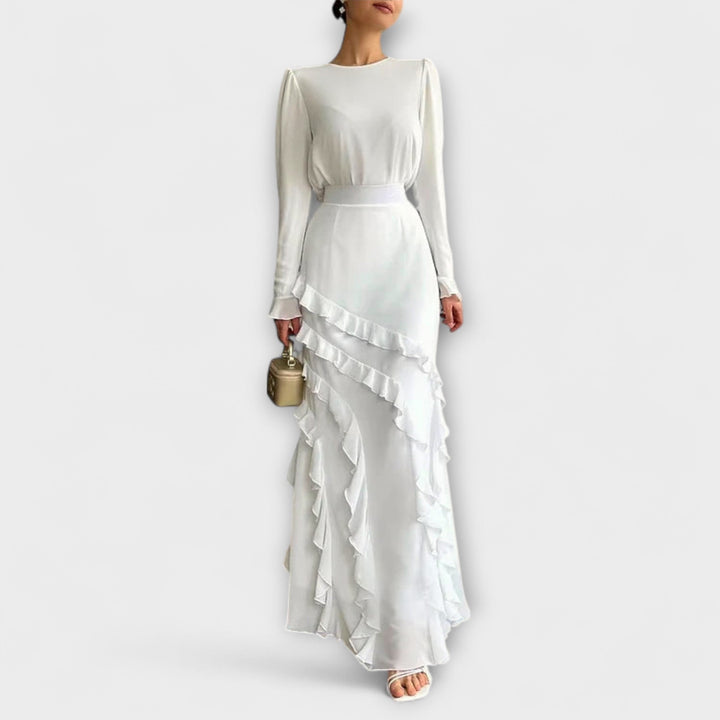 Fallon - Robe Maxi Slim Fit avec Volants 3D