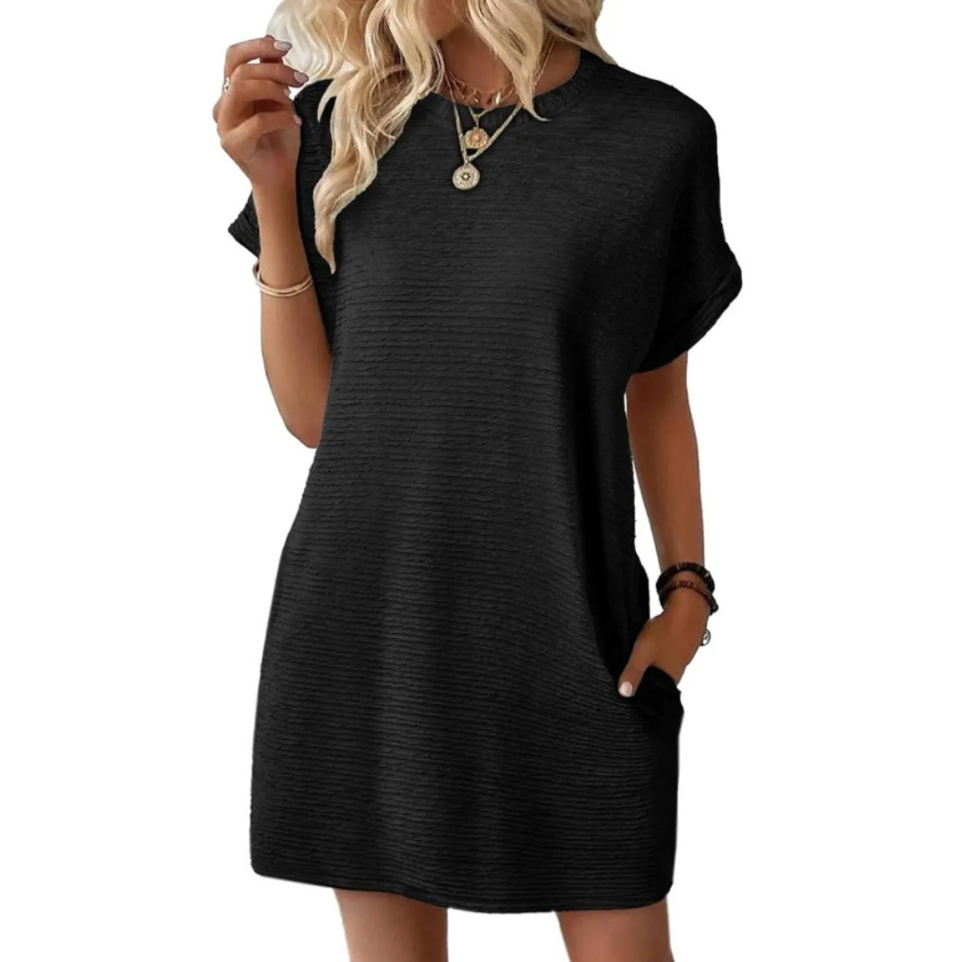 Clariss | Robe T-Shirt Femme Manches Courtes Col Rond Mini Été