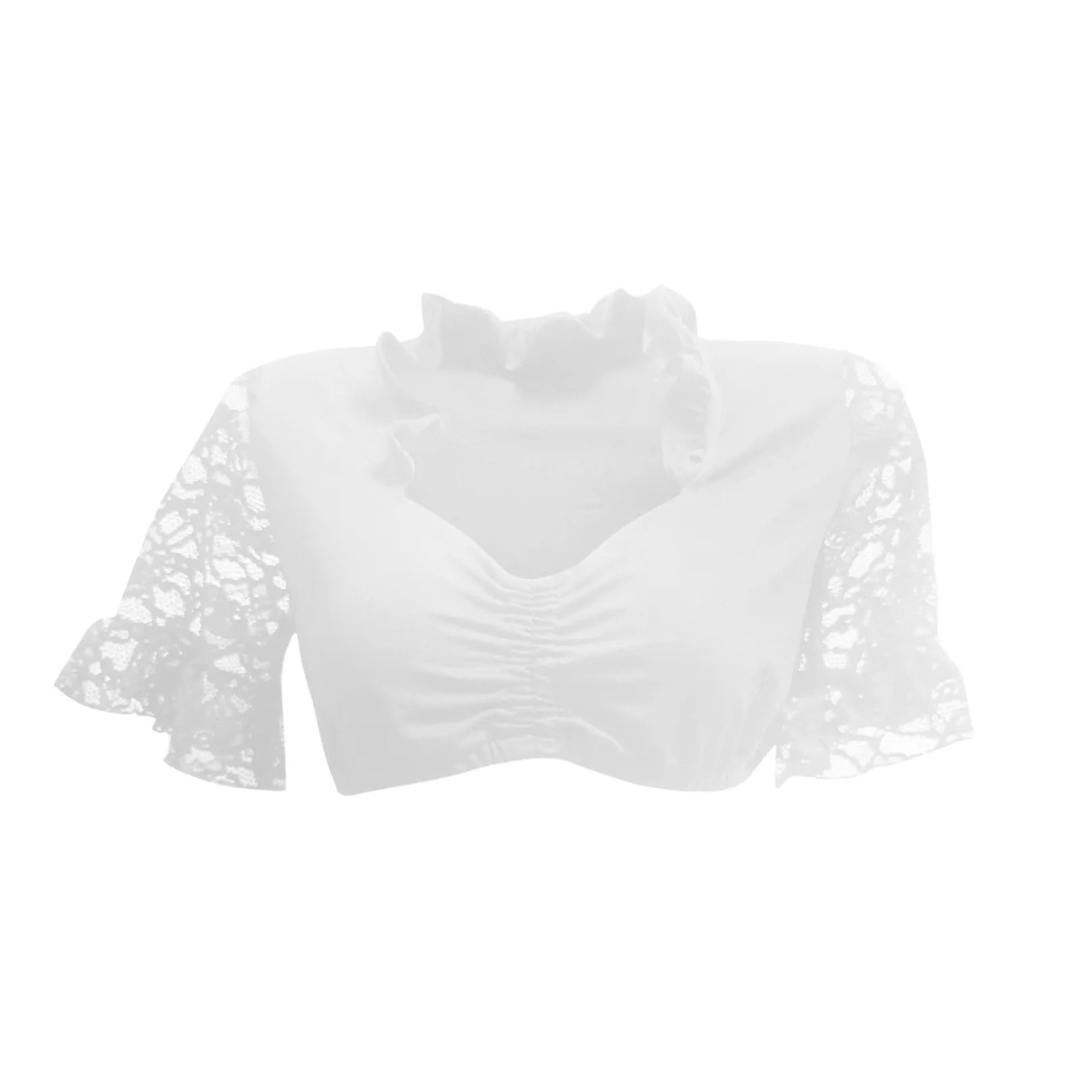 Blouse Dirndl pour Femmes Noir et Blanc Oktoberfest