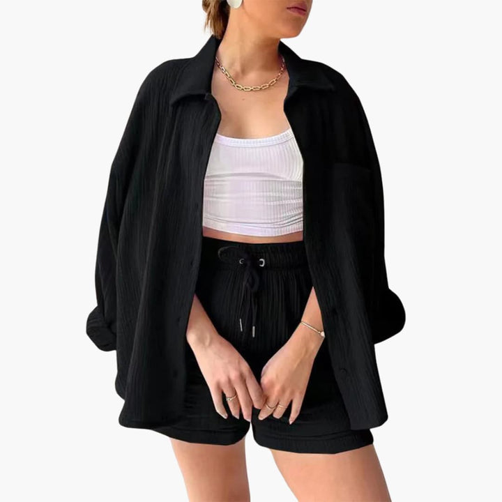 Ensemble deux pièces avec shorts pour femmes - look d'été décontracté